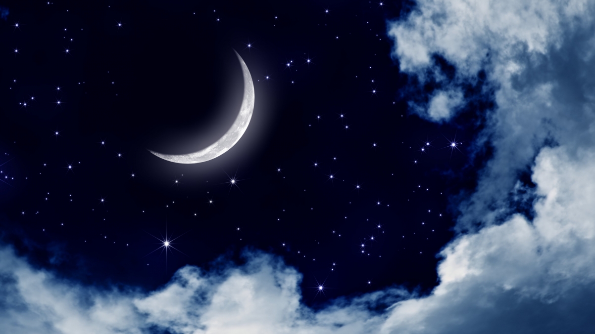 晚上,星星,月亮,白云,4k壁纸_4k背景图片_墨鱼部落格