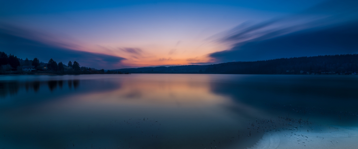 湖 日落 地平线3440x1440风景壁纸