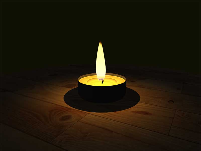木板上的火焰蜡烛3D特效