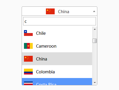 jQuery select下拉框点击国家选择插件