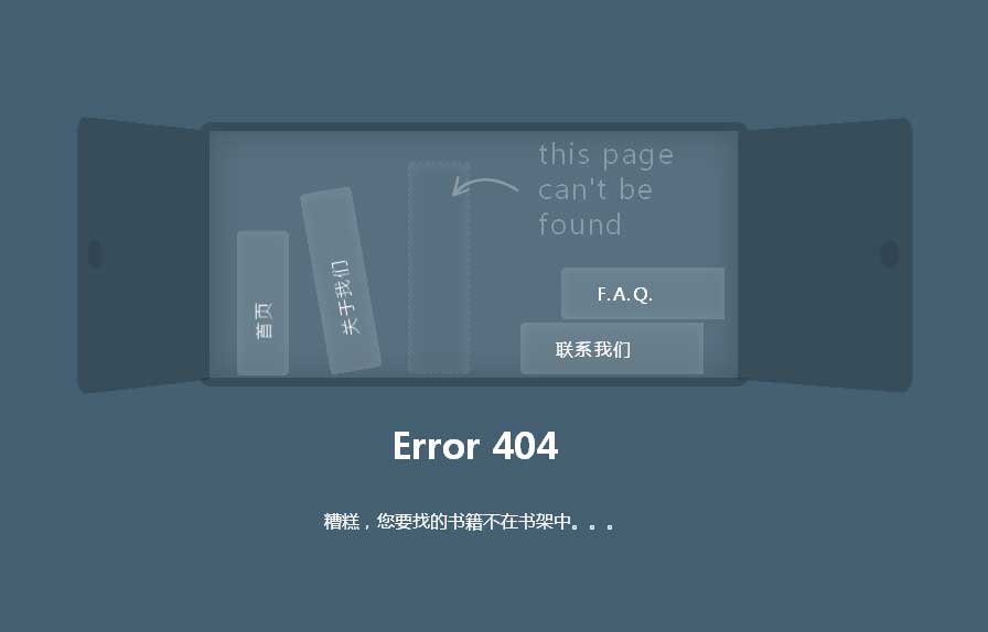 纯CSS3 404页面书架打开动画特效