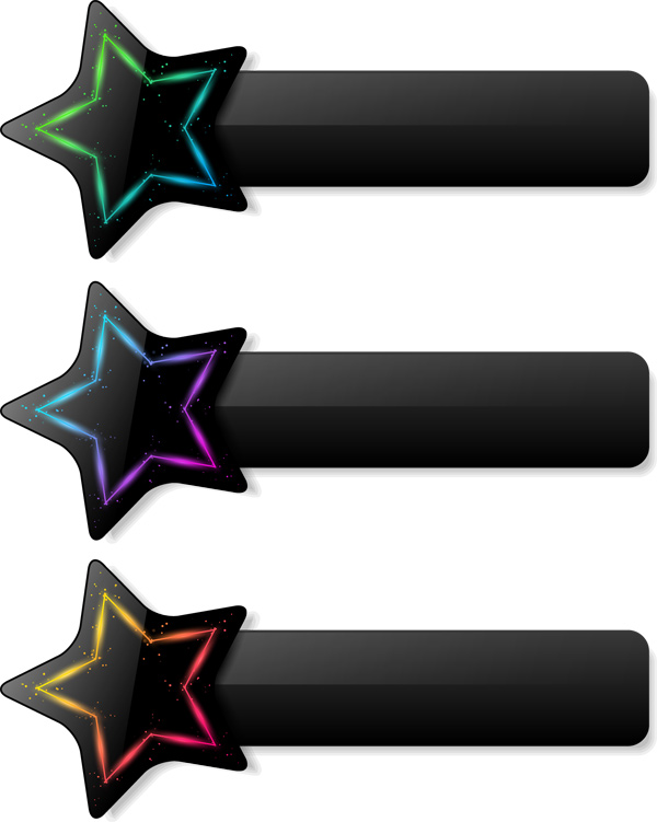 酷炫黑色的五角星装饰的黑色按钮素材ai矢量图下载