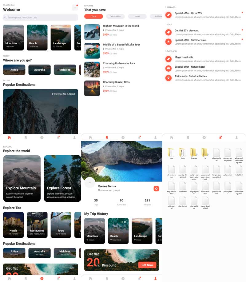 旅游酒店服务app移动端模板