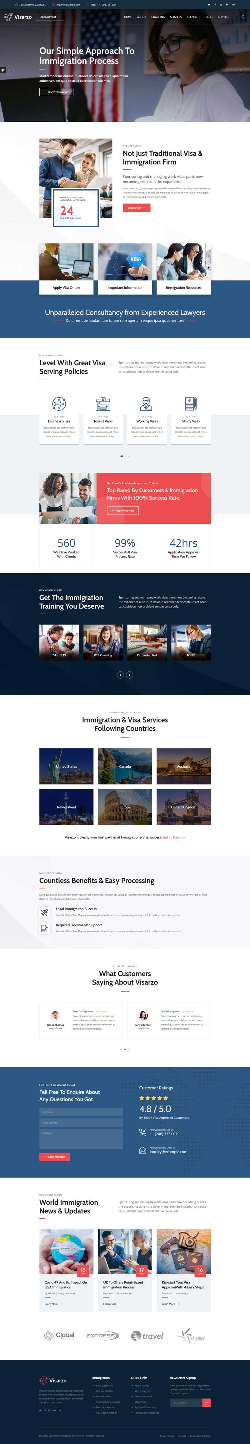 移民签证咨询服务网站HTML模板