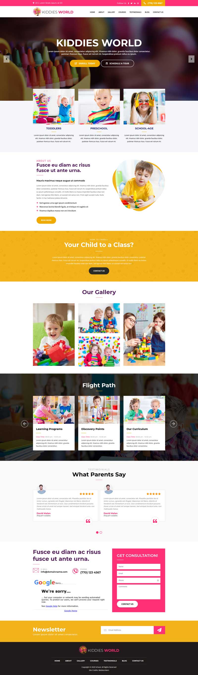 通用的幼儿园/托儿所网站HTML模板