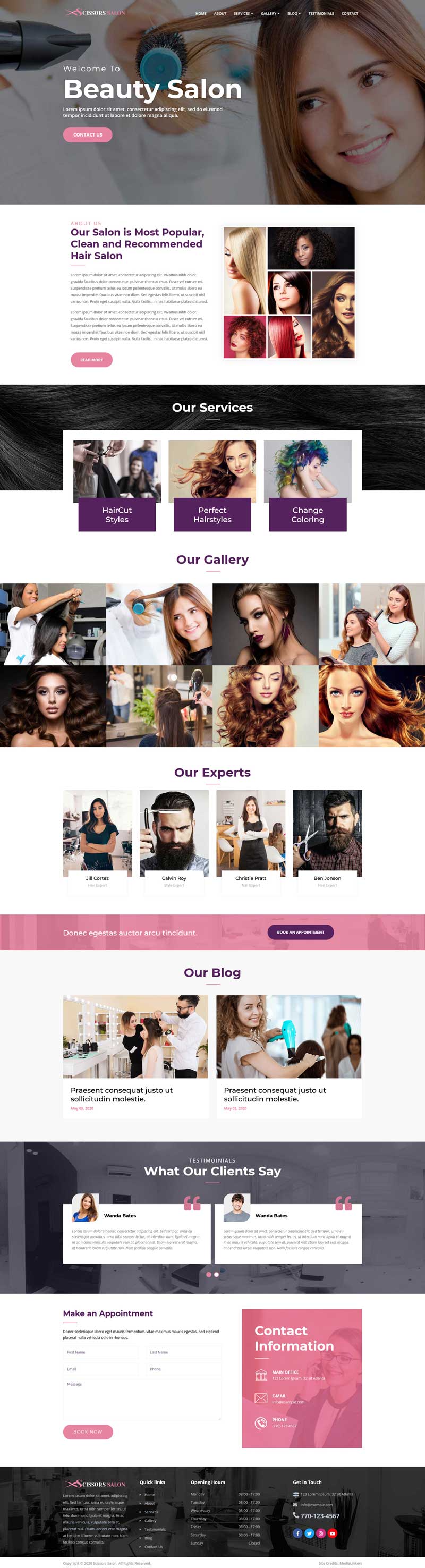 美发沙龙发型设计网站模板