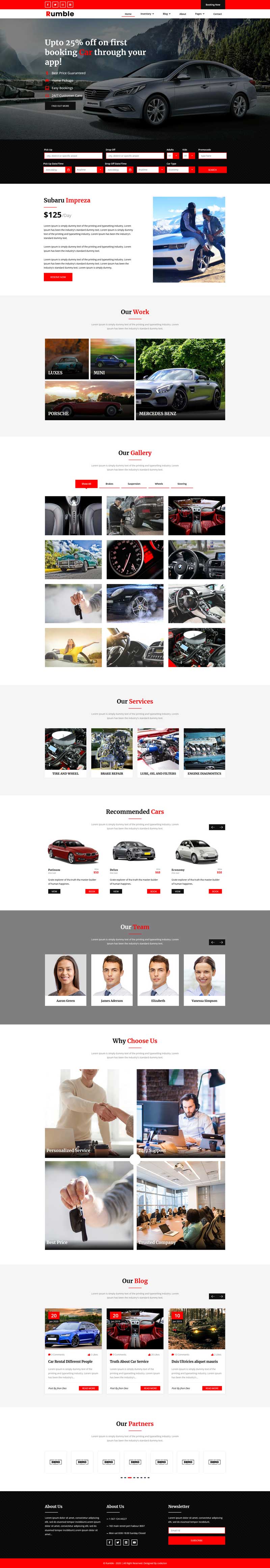 汽车租车预订平台网站HTML模板