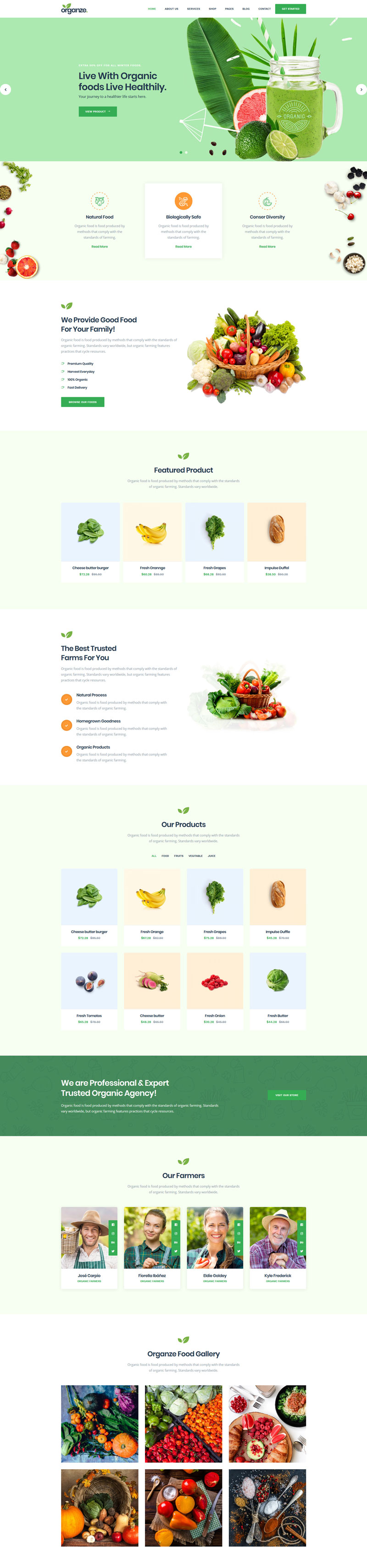 有机食品农业产品展示网站HTML模板