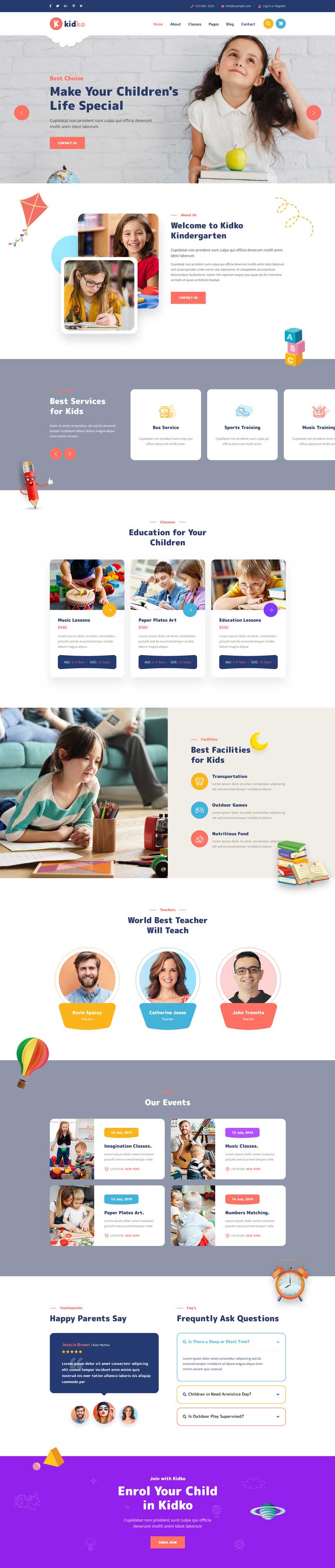 儿童幼儿园教育机构网站HTML模板