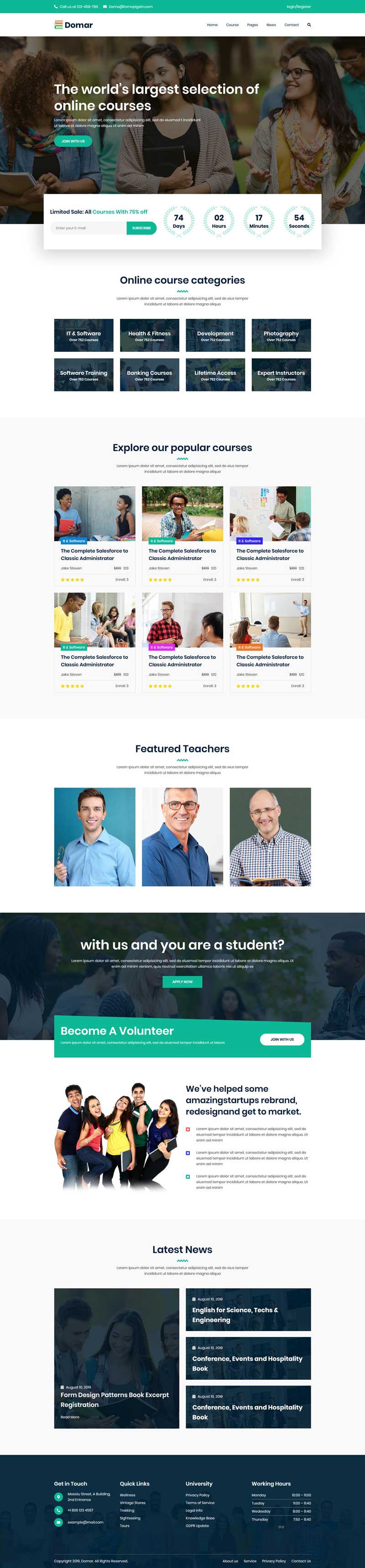 网上课程教育平台网站模板