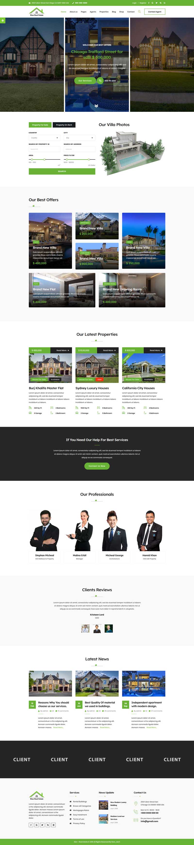 绿色的房地产交易平台网页模板