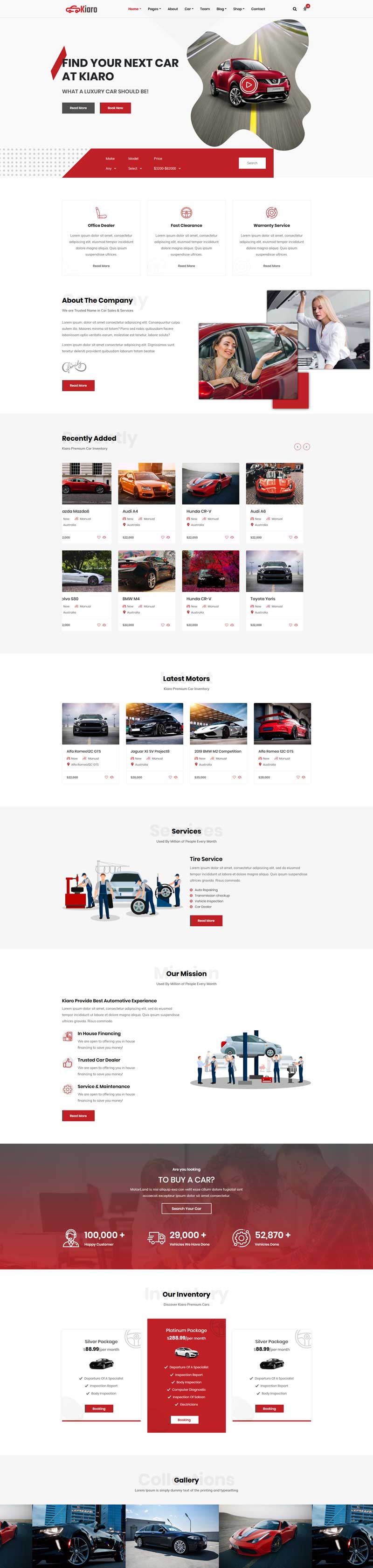 品牌汽车销售服务企业HTML模板