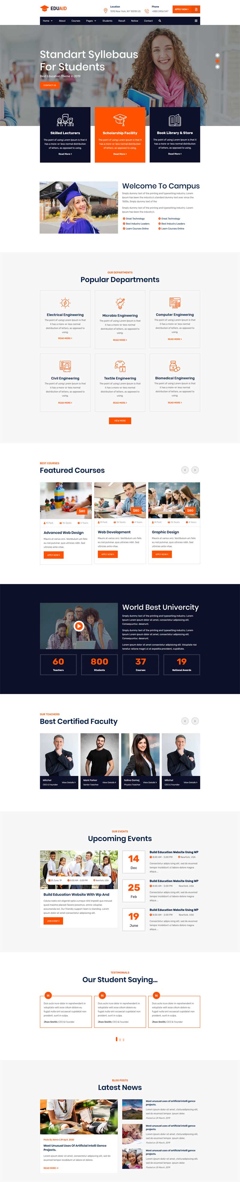橙色的课程教育培训网站HTML5模板