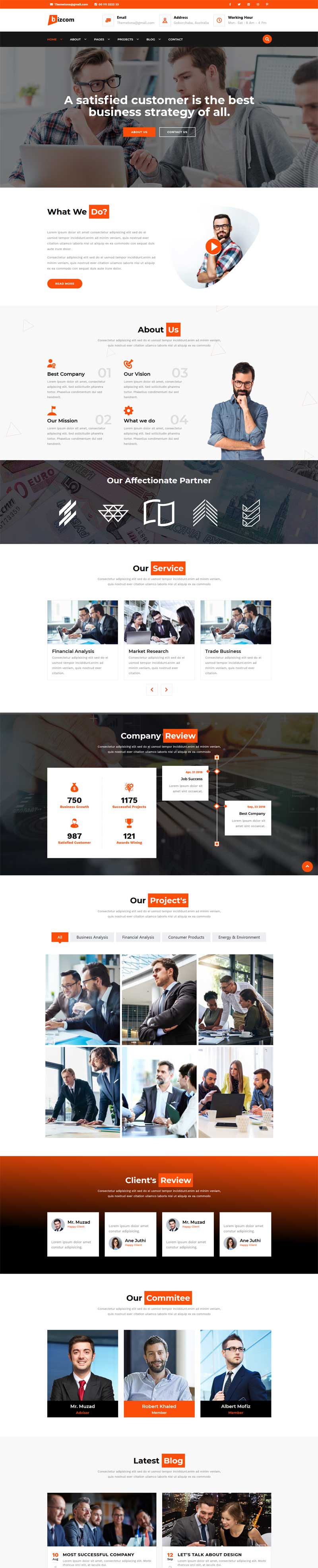橙色的商业咨询服务网站HTML模板