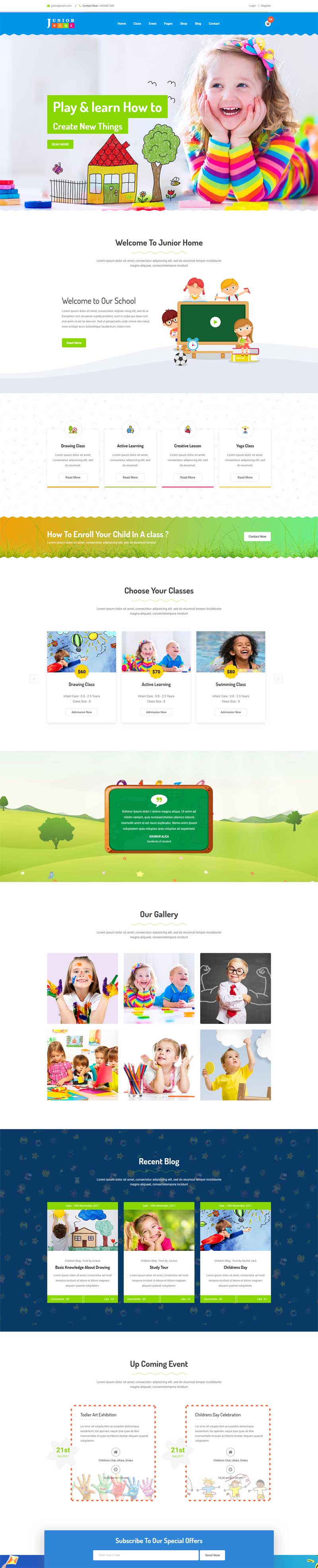 卡通的儿童幼儿园教育网站模板