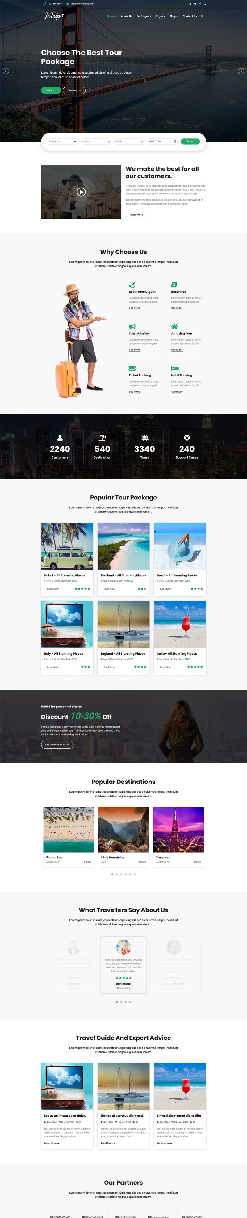 通用的酒店旅游行业网站HTML5模板