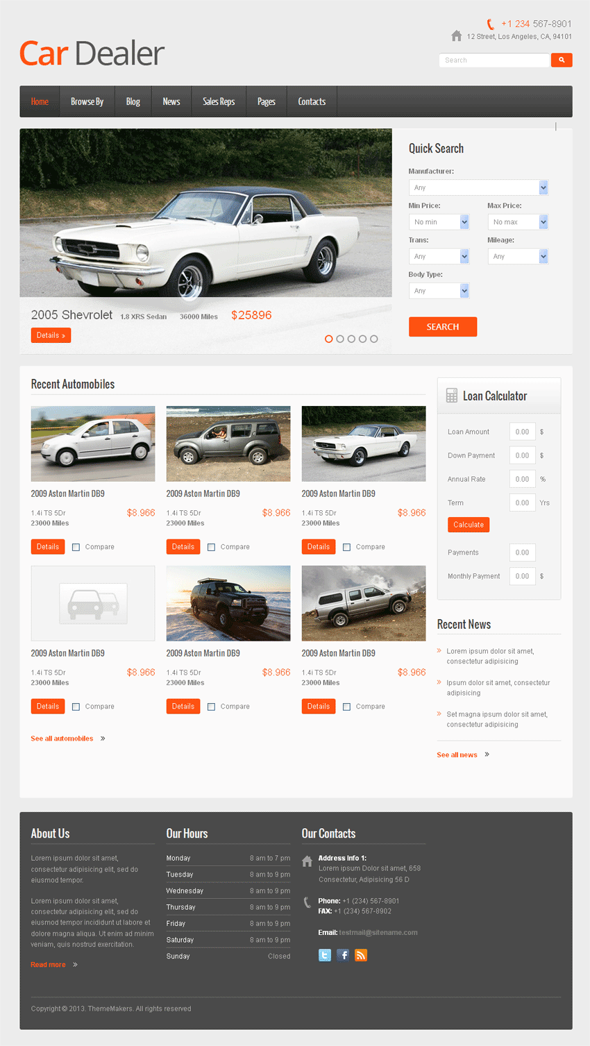 简洁的国外商务汽车销售网站模板源码