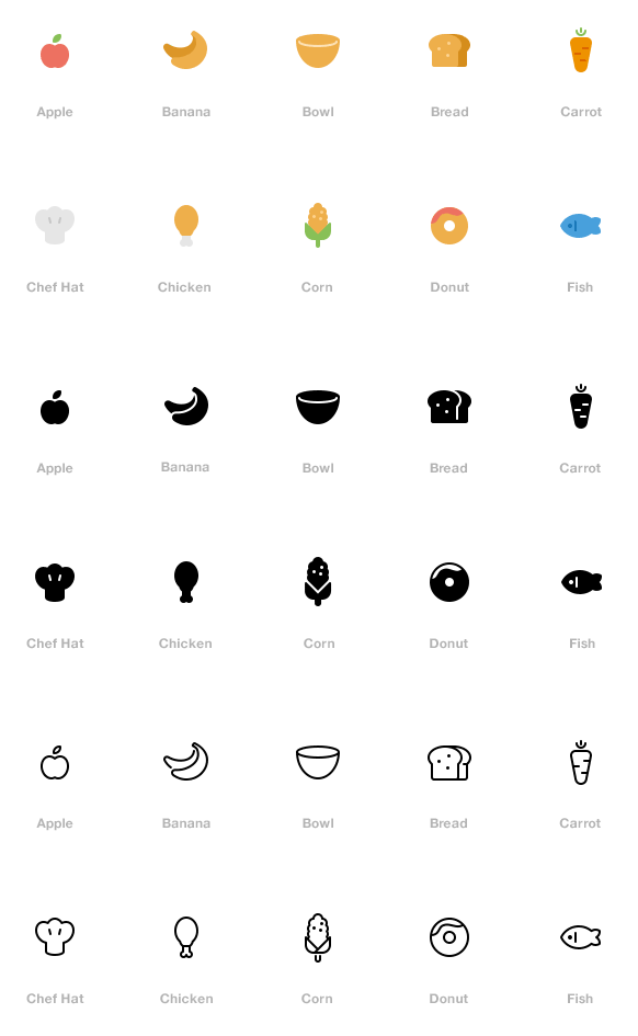 3种简约风格的icon美食图标素材下载