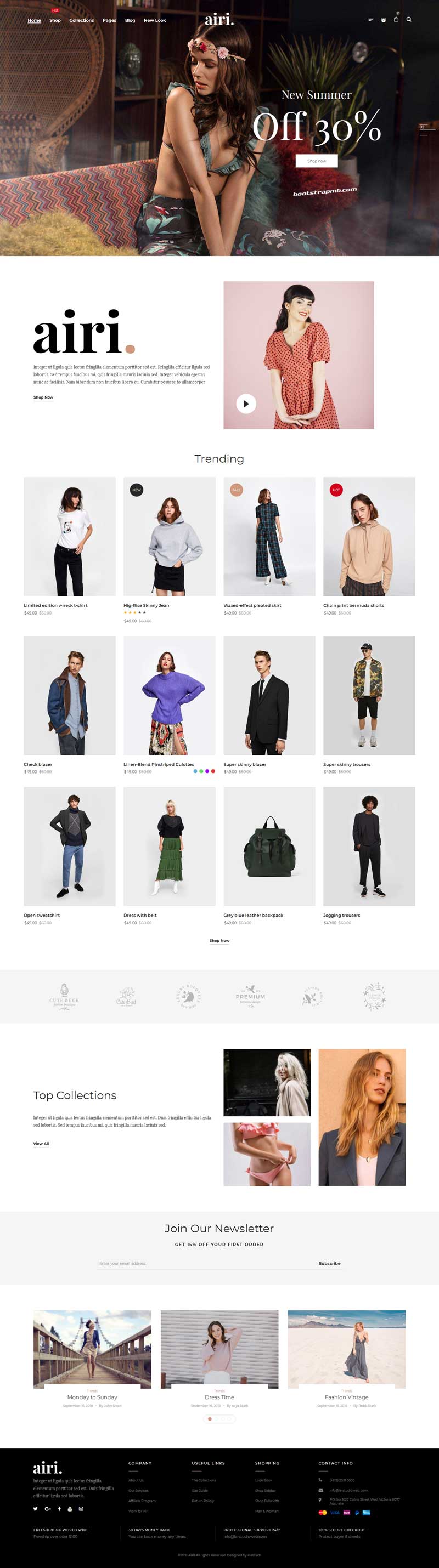 Bootstrap服装内衣购物电商网站模板