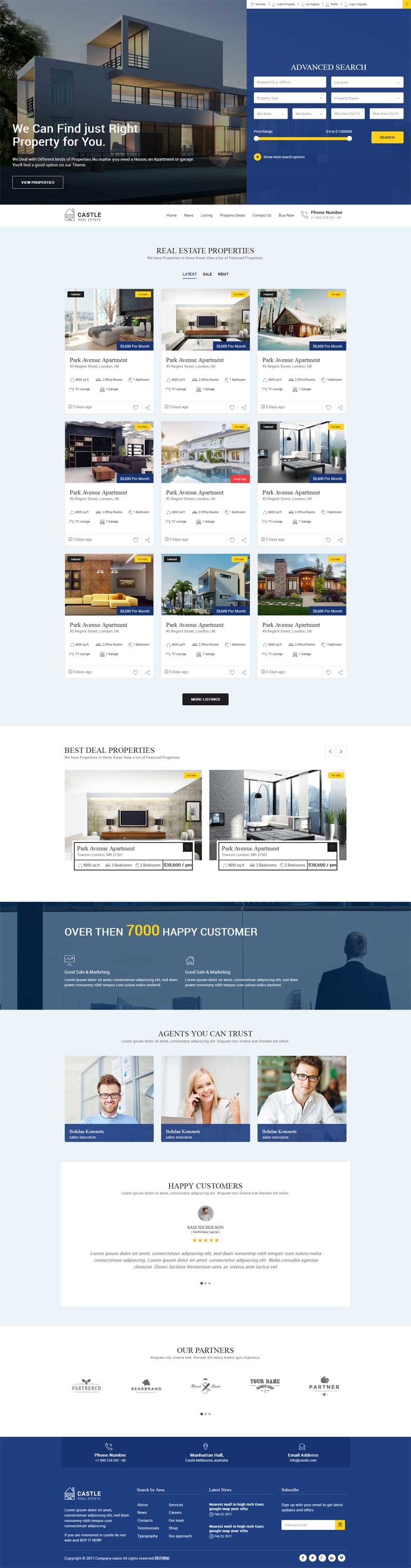 简洁大气的房屋中介销售公司网站html模板