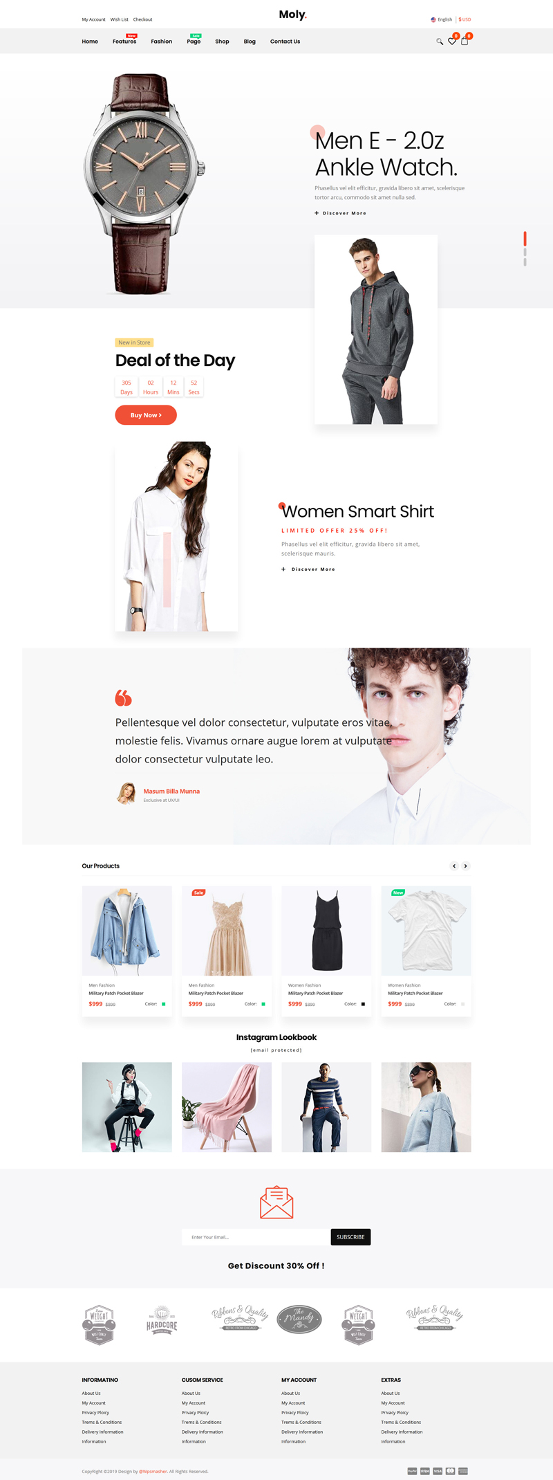 多用途的时尚服装配饰电商HTML5模板