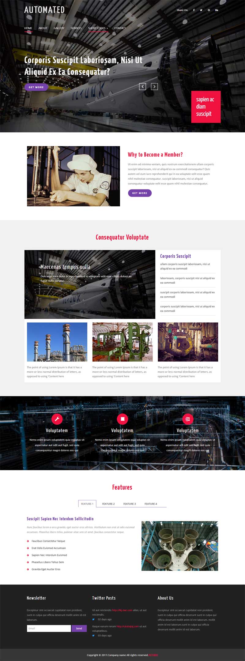 黑色宽屏的机械工业网站模板html整站