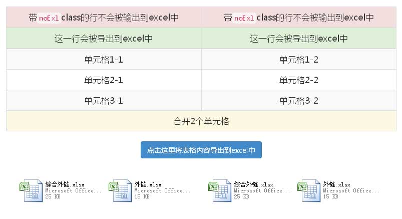 jQuery表格导出Excel代码特效优化