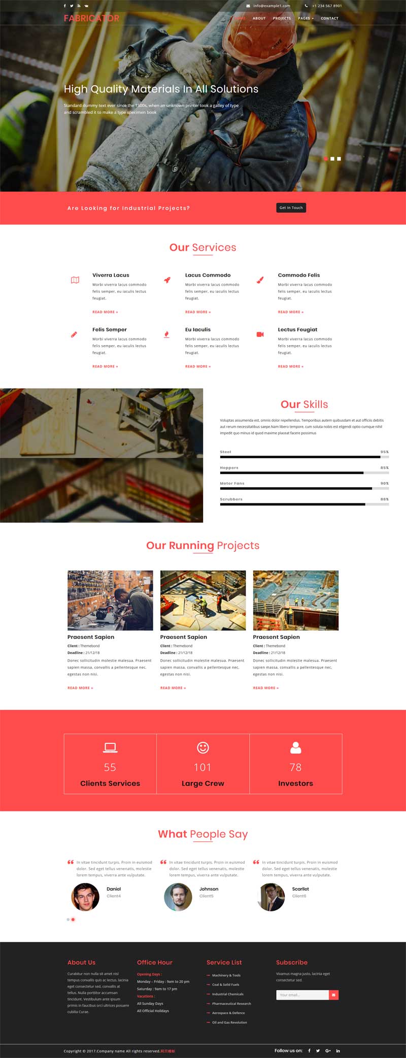 红色大气的工业建筑企业网站模板
