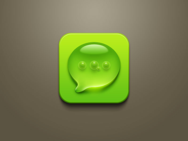 黄绿色透明水晶风格的交谈手机图标PSD素材下载