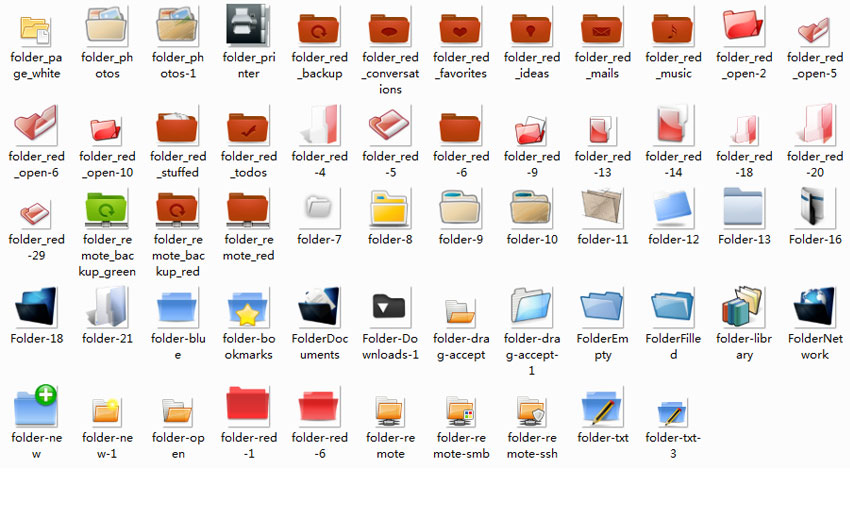 58种常用网页文件夹图标PNG素材下载