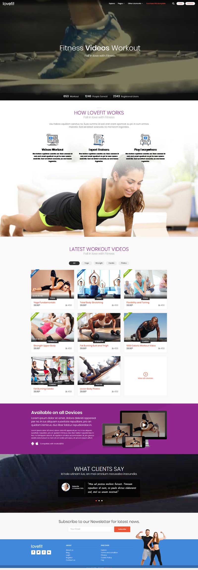 健身私教训练视频教程网站模板