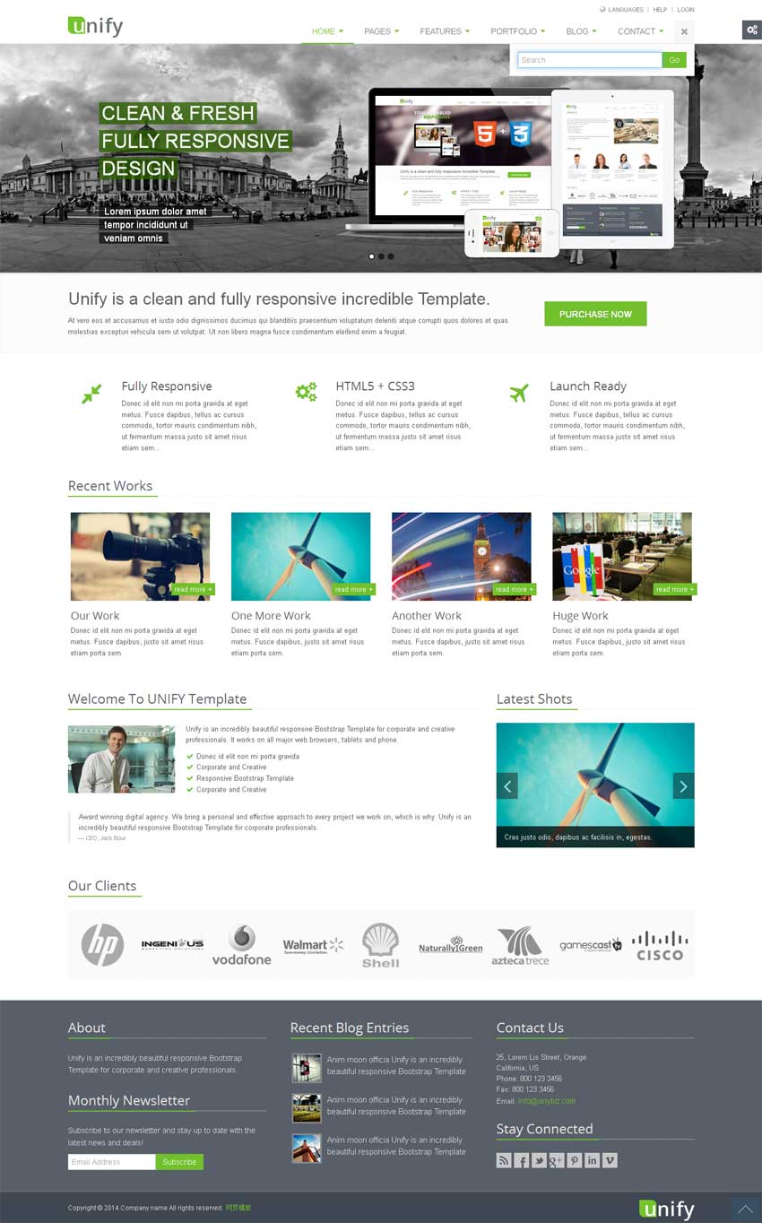 绿色html5响应式IT网络公司网站模板下载