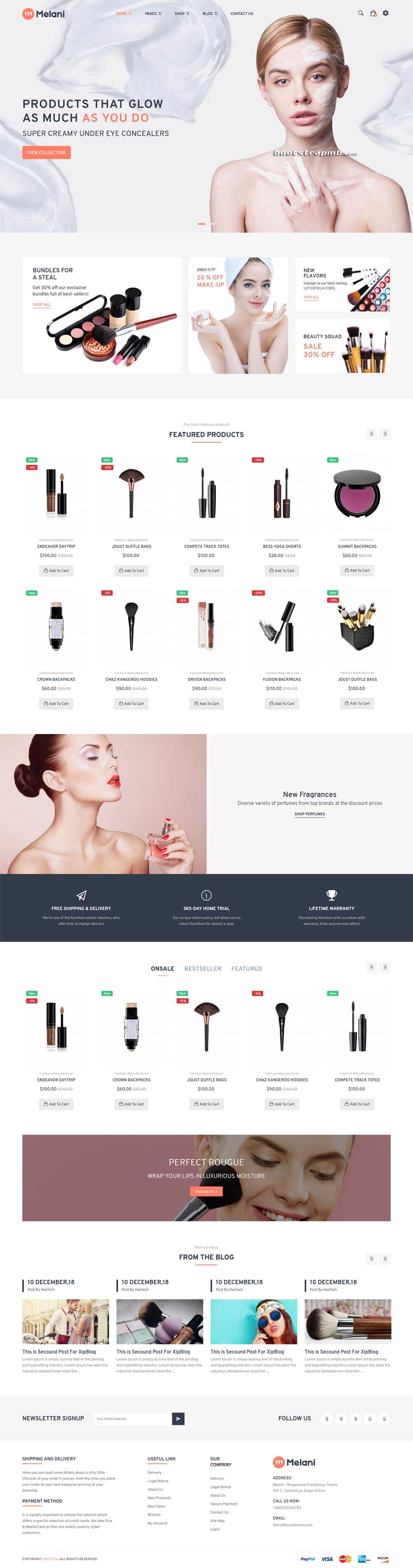 Bootstrap美妆电商网站模板，精选商城建站方案