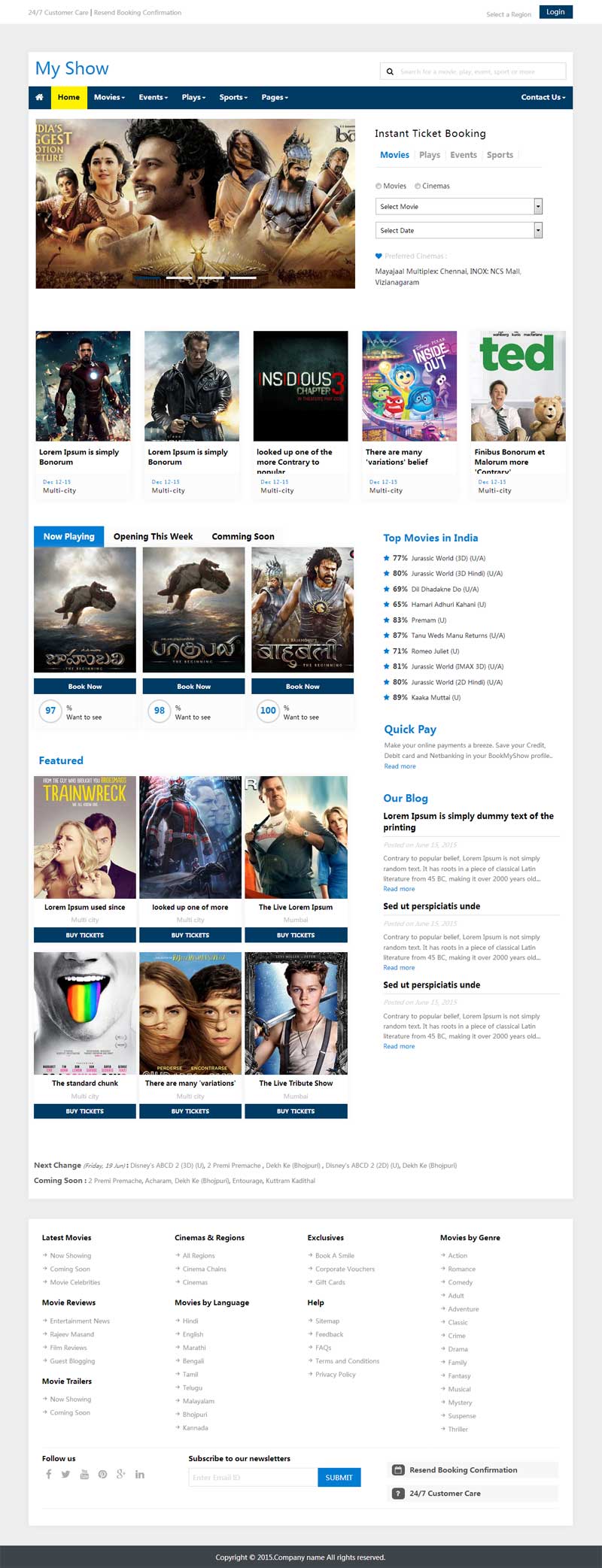 蓝色实用的视频电影资讯类网站模板html整站