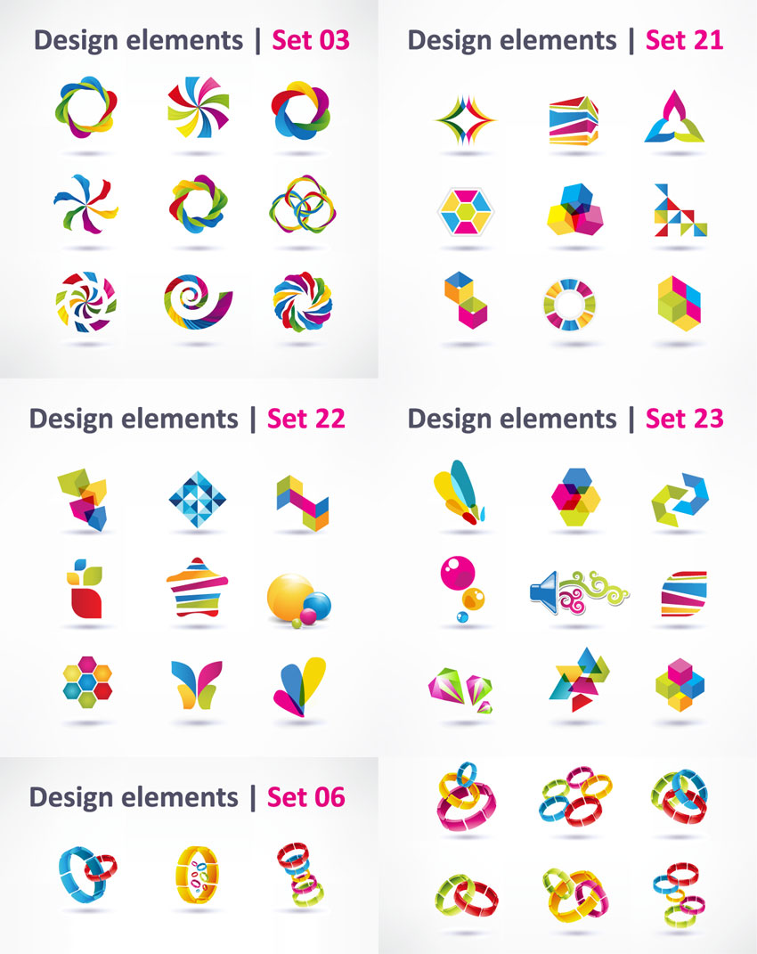 彩色立体的logo图标设计AI矢量素材下载
