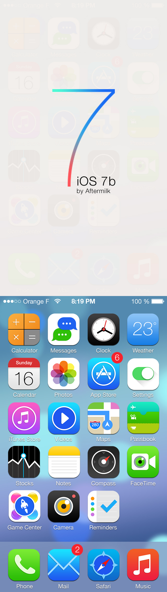 iOS7风格手机界面图标PSD素材，精选设计元素