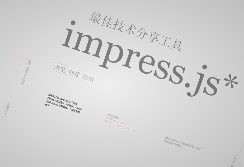 html5 impress.js插件PPT幻灯片文本页面3D动画预览效果