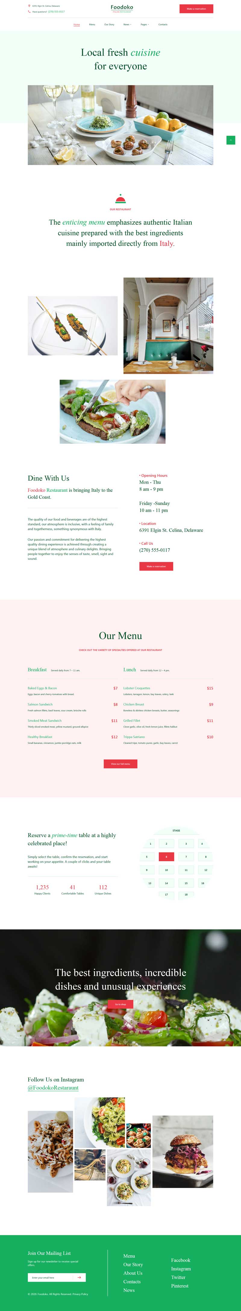 简单的美食餐厅网站HTML模板