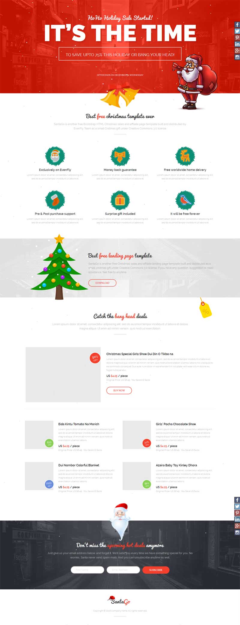 html5国外商品促销圣诞节专题模板下载