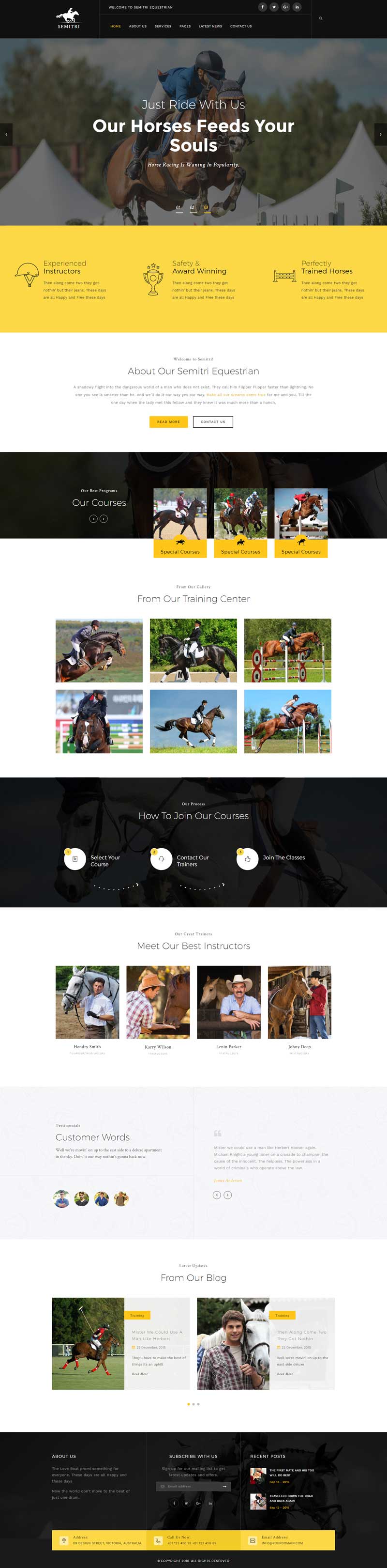 黑色响应式的骑马马术俱乐部网站模板