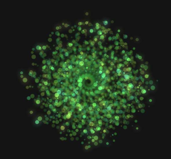 html5 canvas绿色的粒子爆炸动画特效