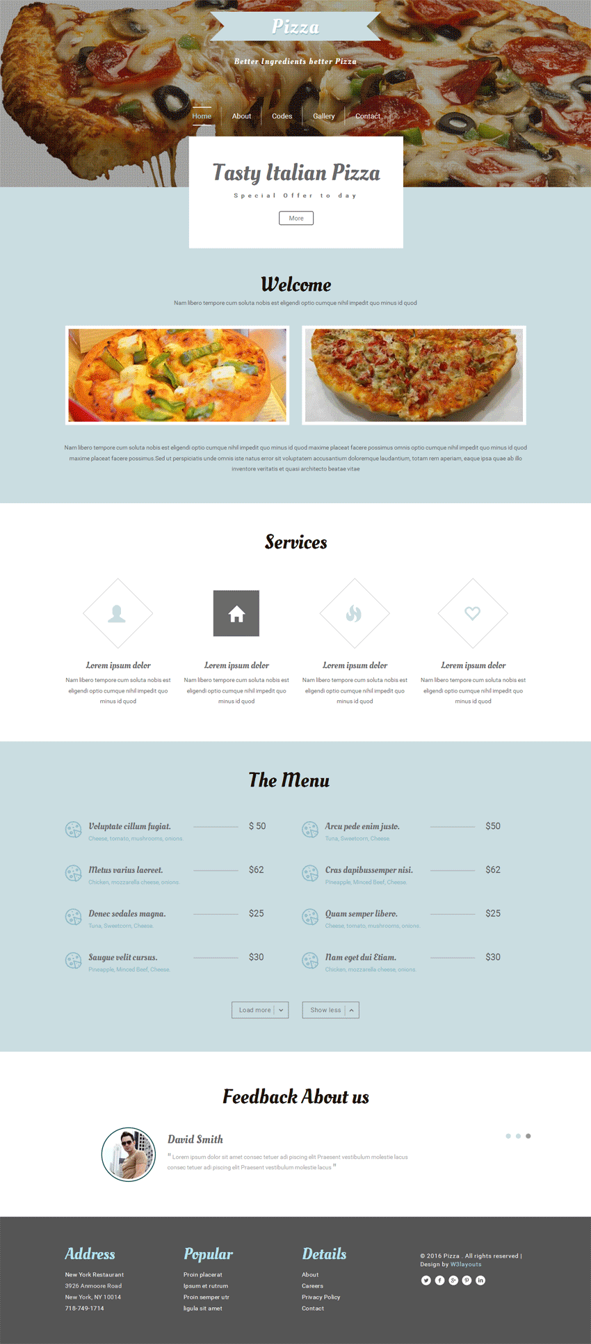 国外餐饮美食披萨网站静态模板html源码