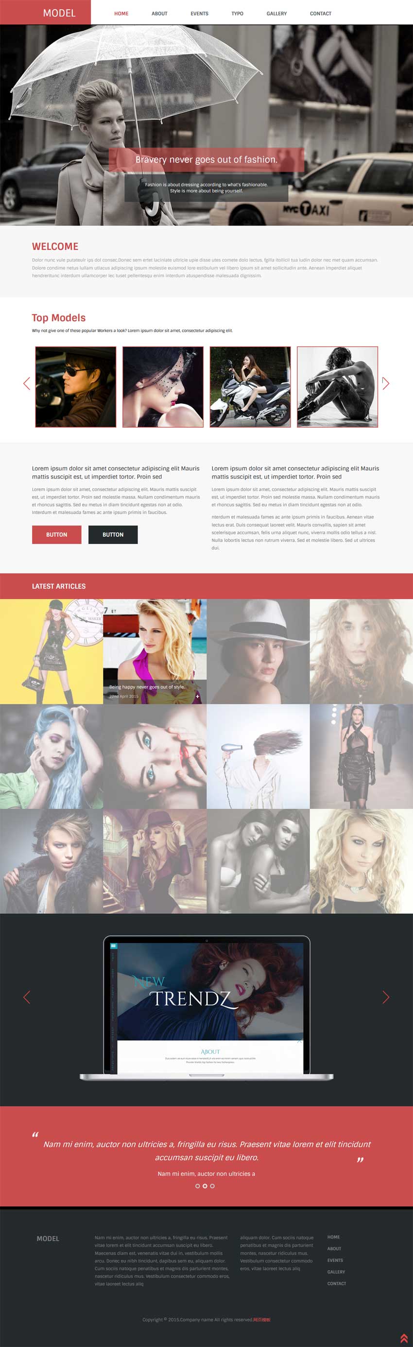 简洁宽屏的时尚模特摄影网站模板html源码
