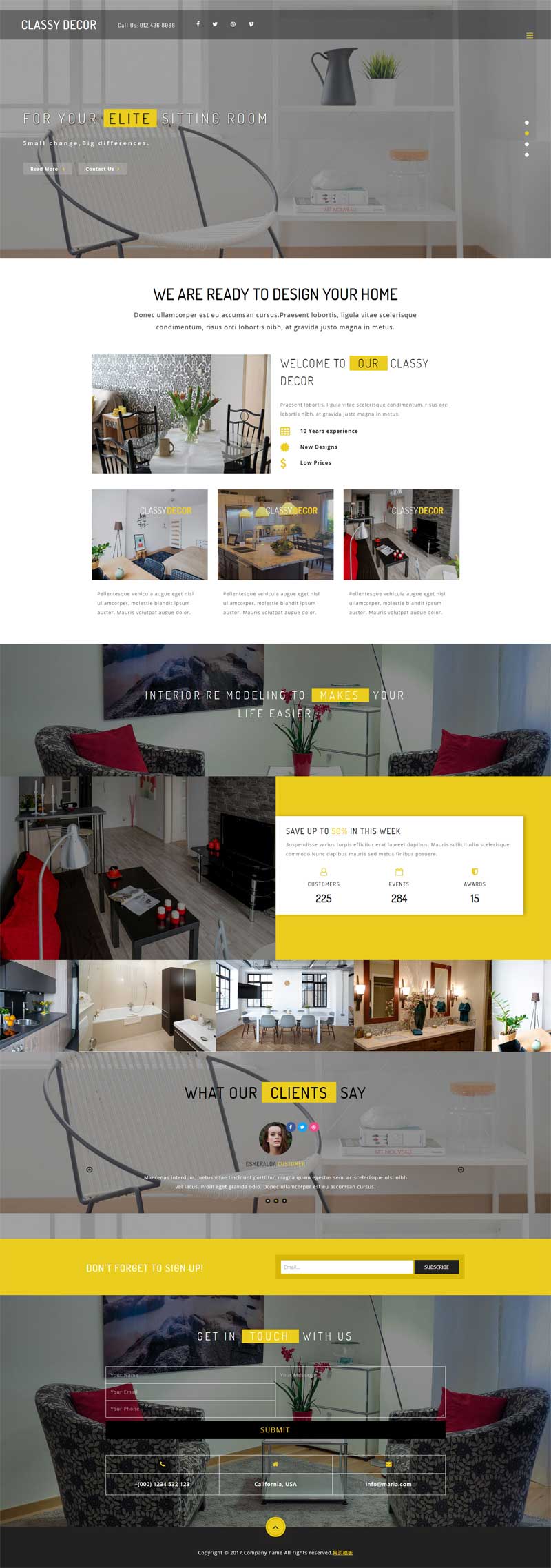 大气宽屏的室内家具装饰企业网站模板
