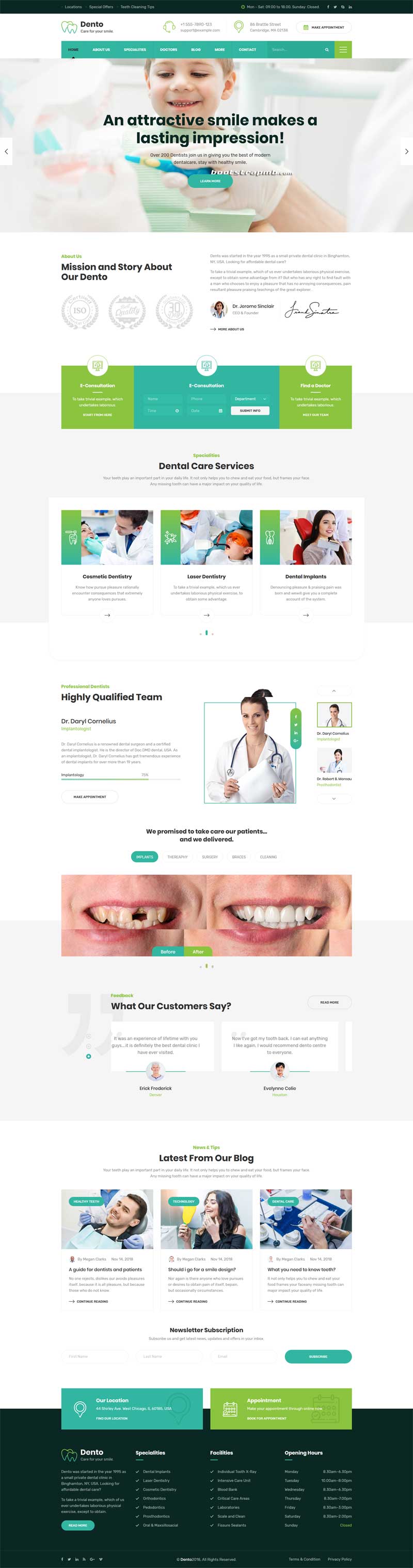 Bootstrap牙科诊所医院网站模板