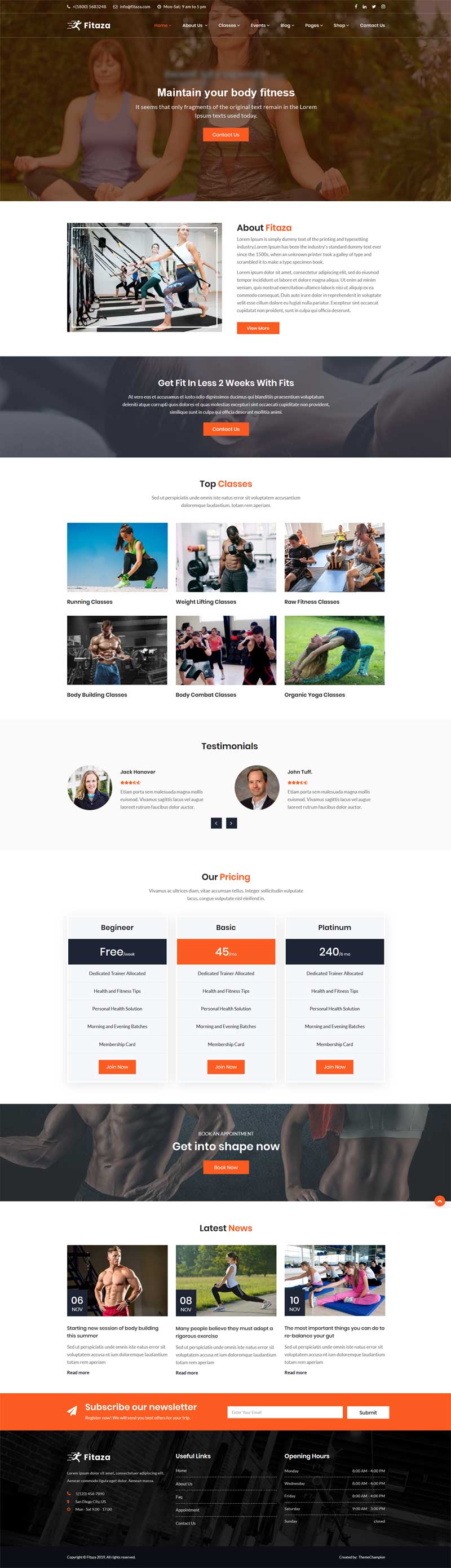 精美的健身瑜伽类Bootstrap网站模板