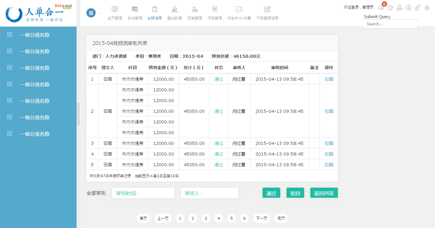 简洁财务CMS后台管理源码模板