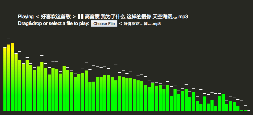 html5上传mp3音乐播放显示音阶图效果