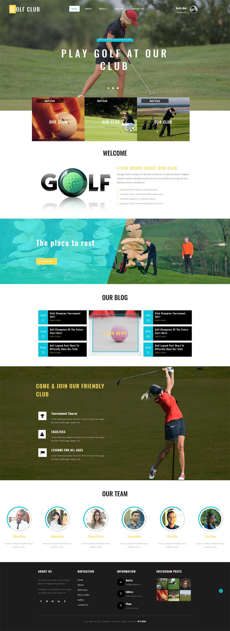 宽屏的高尔夫运动比赛网站模板html下载