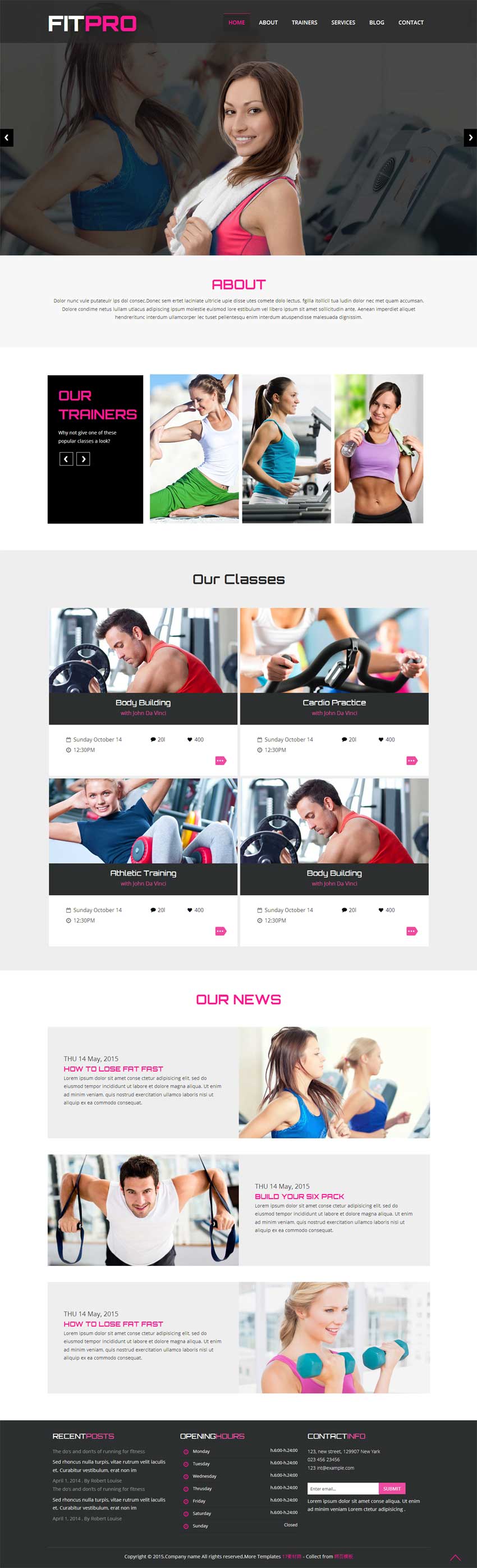 html5 css3黑色酷炫国外健身房网站模板下载